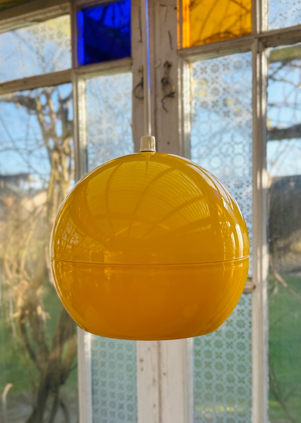 Dansk vintage kuglependel – gul pop-art