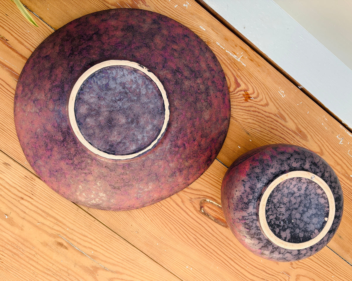 Vintage Ruscha Art Keramik sæt – skål & vase
