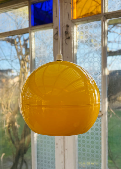 Dansk vintage kuglependel – gul pop-art