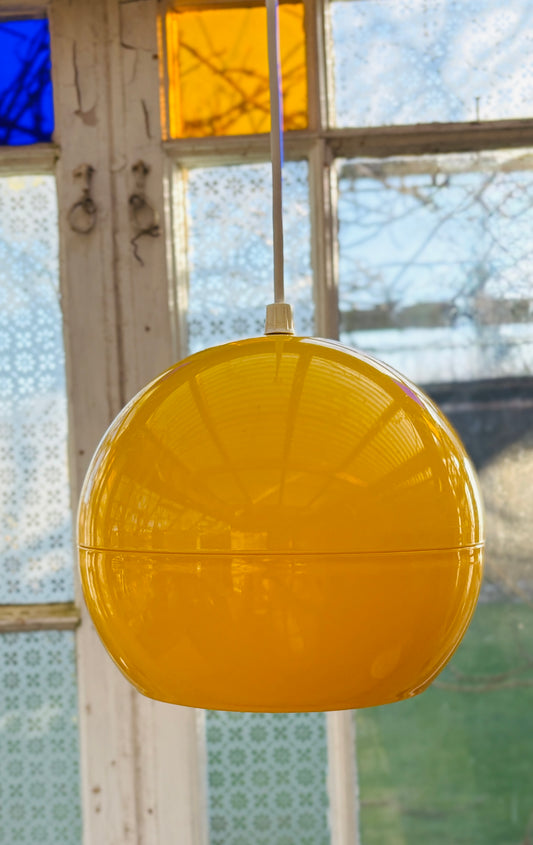 Dansk vintage kuglependel – gul pop-art