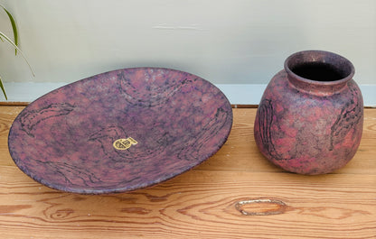 Vintage Ruscha Art Keramik sæt – skål & vase