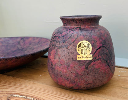 Vintage Ruscha Art Keramik sæt – skål & vase