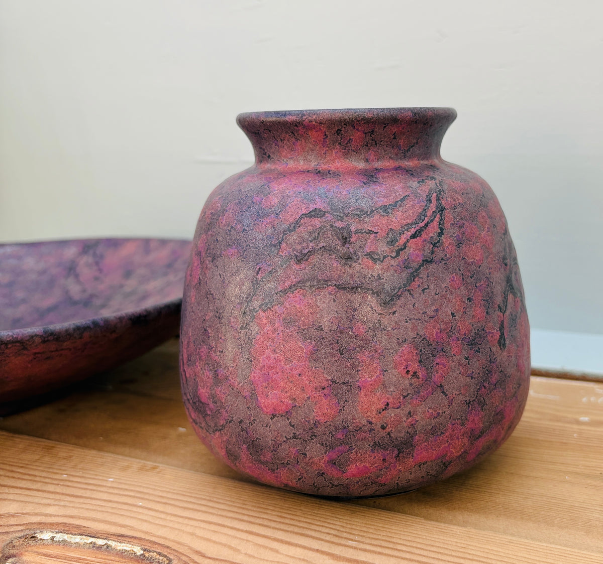 Vintage Ruscha Art Keramik sæt – skål & vase