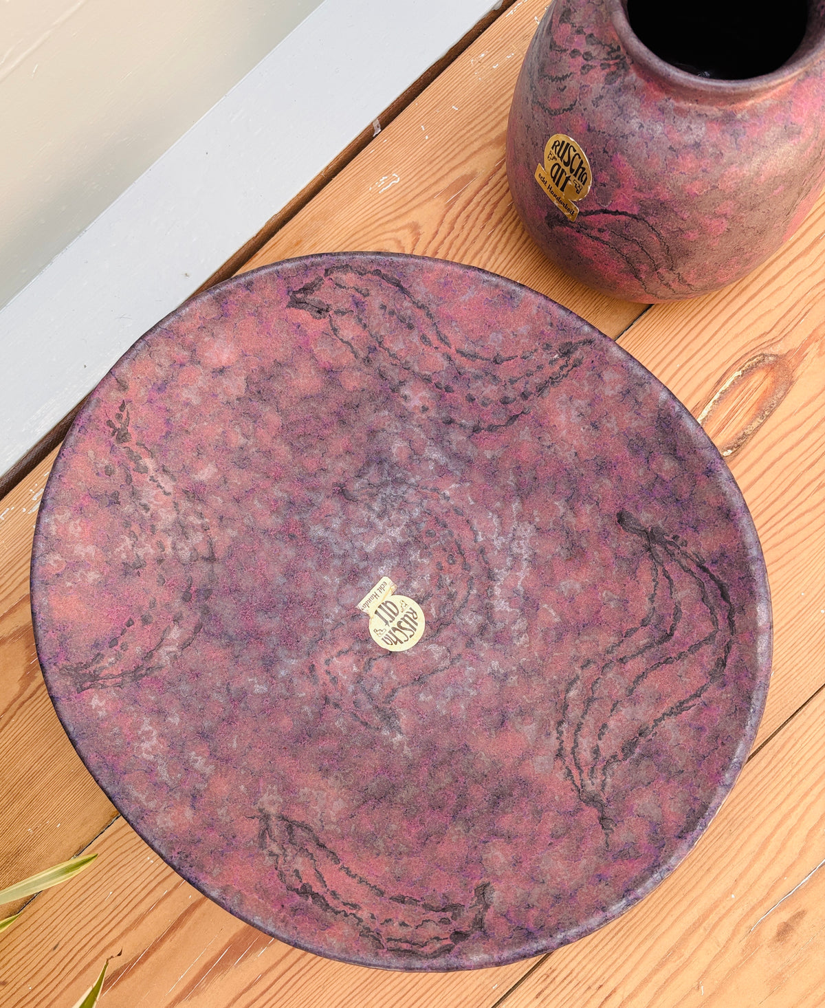 Vintage Ruscha Art Keramik sæt – skål & vase