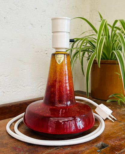 Michael Andersen table lamp with red volcanic glaze