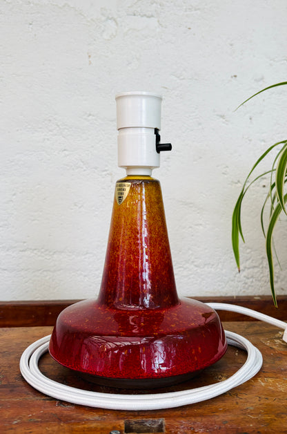 Michael Andersen table lamp with red volcanic glaze