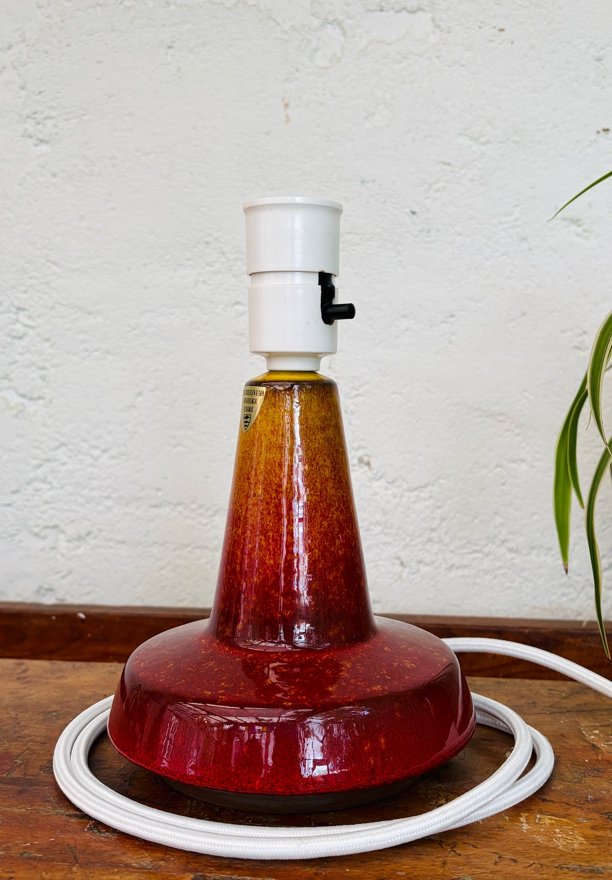Michael Andersen table lamp with red volcanic glaze