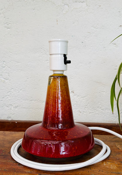 Michael Andersen table lamp with red volcanic glaze