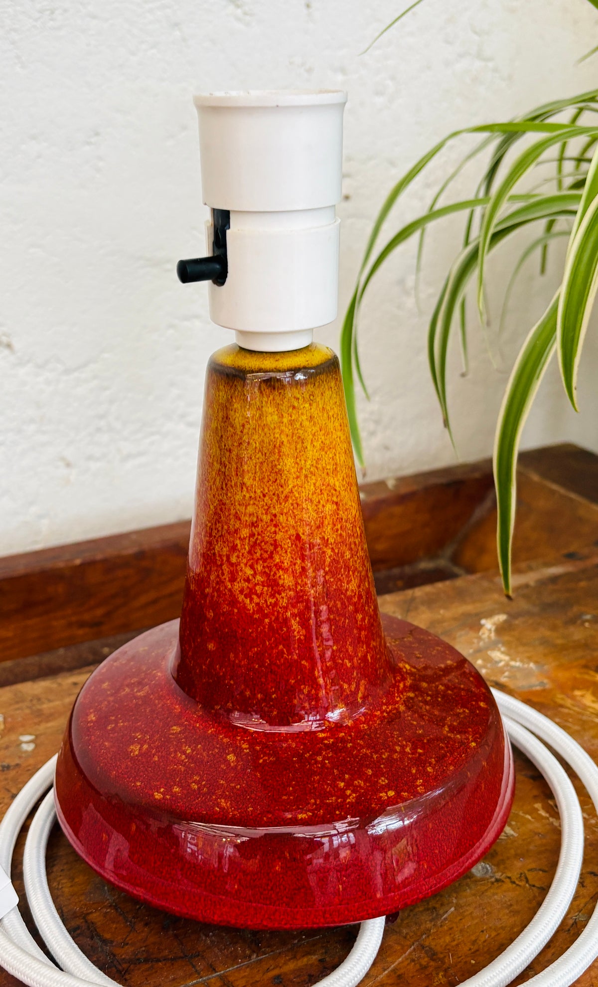 Michael Andersen table lamp with red volcanic glaze