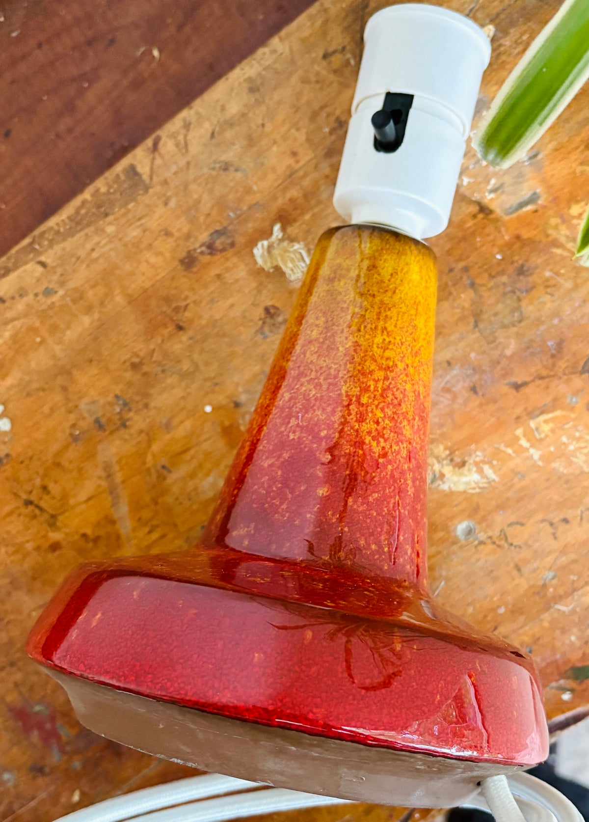 Michael Andersen table lamp with red volcanic glaze