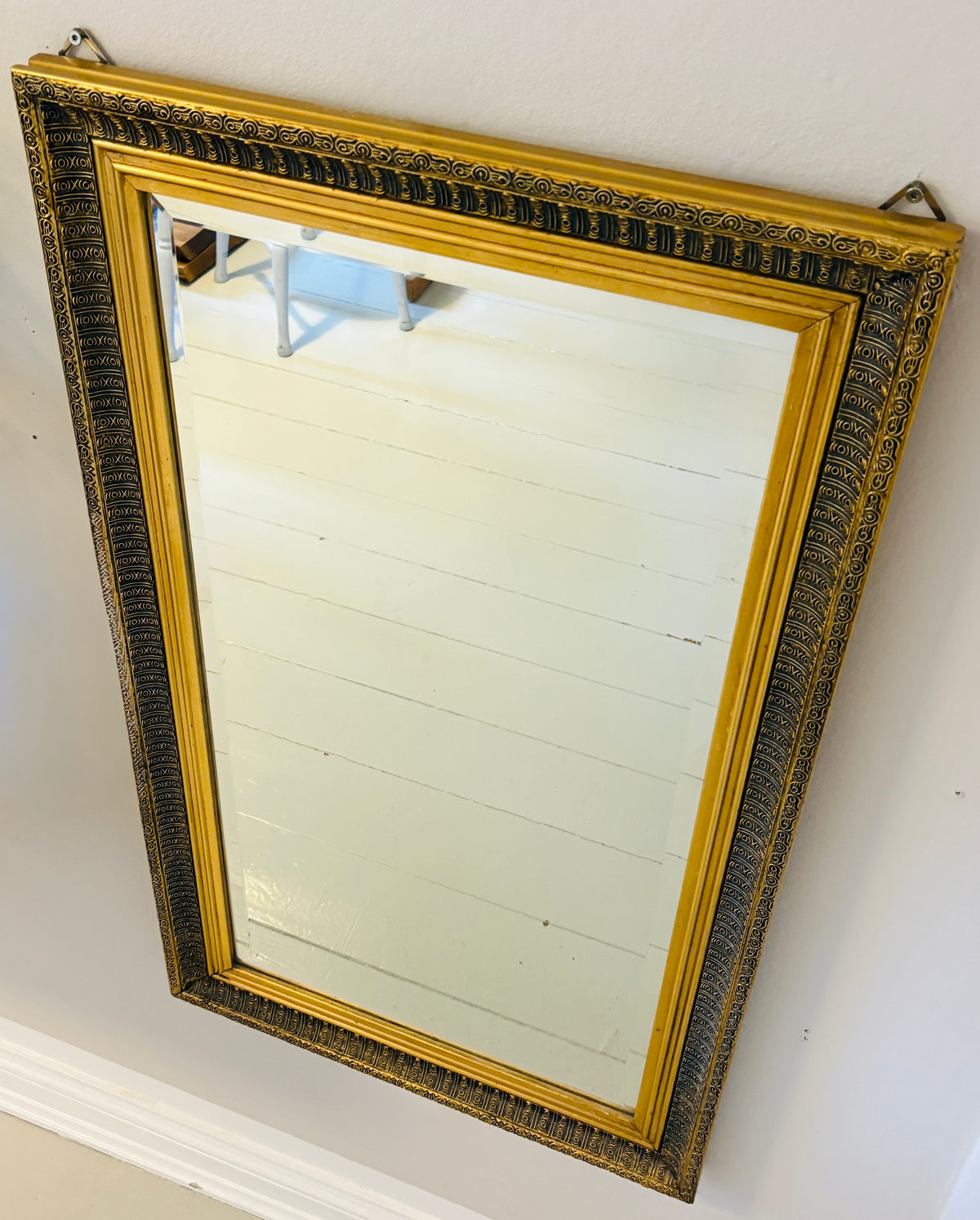 Stort spejl med facetslebet glas