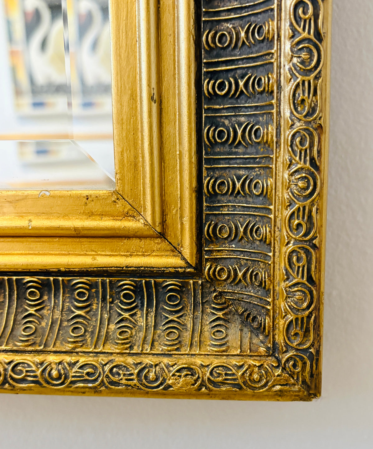 Stort spejl med facetslebet glas