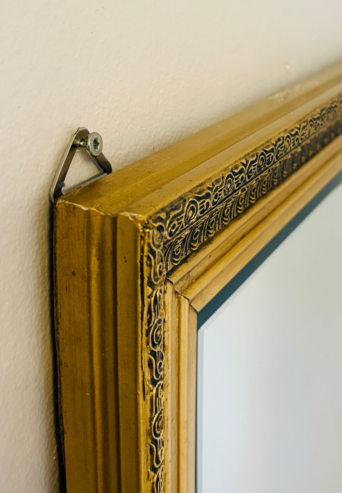 Stort spejl med facetslebet glas