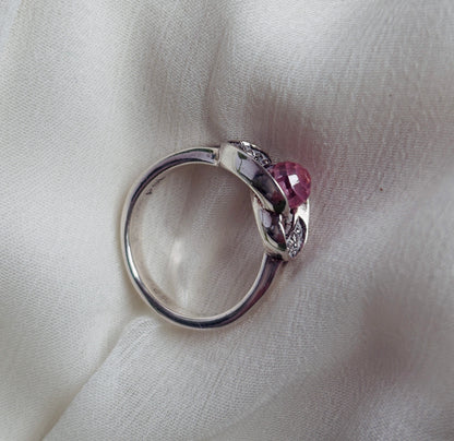 Sølvring med rosa sten